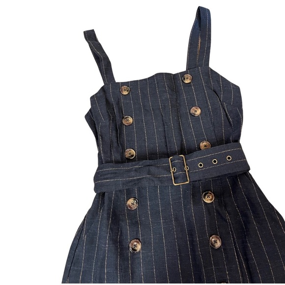 Forever 21 Linen Belted Pinstripe Summer Dress - Picture 3 of 8
